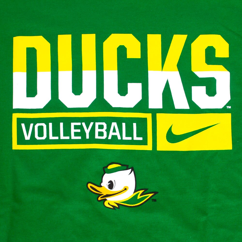 Fighting Duck, Nike, Green, Crew Neck, Cotton, Kids, Youth, Volleyball, Mascot, T-Shirt, 845837